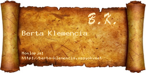 Berta Klemencia névjegykártya